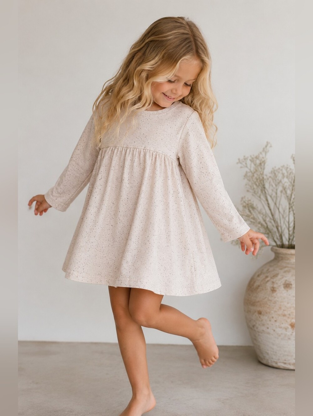 Jamie Kay Organic Cotton Oatmeal Speckled Dress - Girls 5